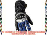 Juicy Trendz Men's Cowhide Leather Motorbike Motorcycle Biker Winter Blue Gloves