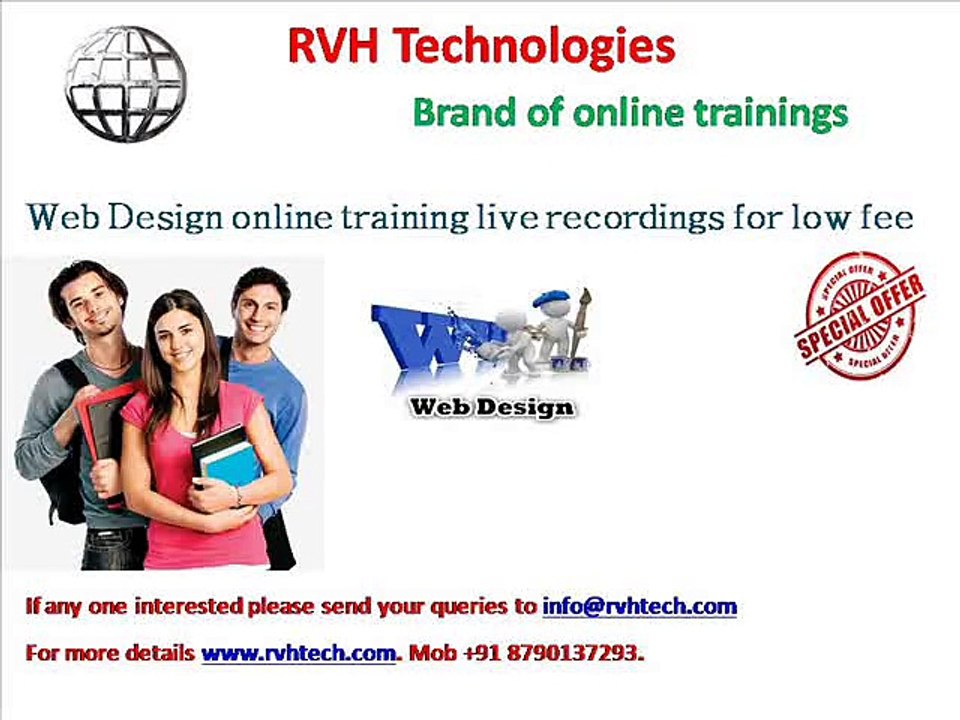 Web Design online training live recordings for low fee
