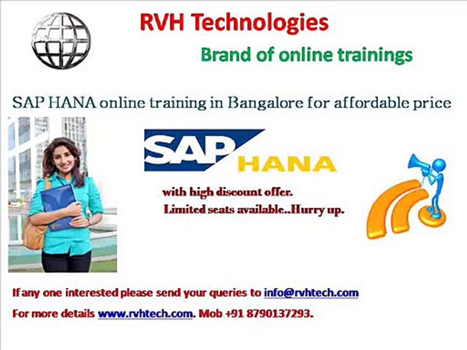 SAP HANA online training in banglore for affordable price