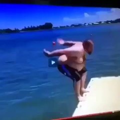 Water Diving by a fat man