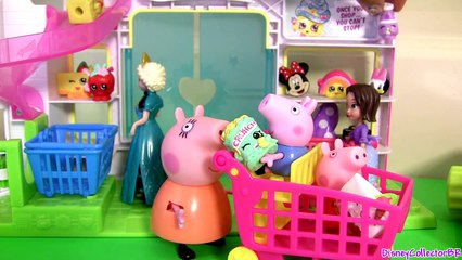 Peppa Shopping in Shopkins Supermarket using Minnie Mouse Electronic Cash Register BowTique