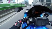 Suzuki GSXR Motorcycle Wheelie Gets Stopped by Police On Horses