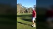 Kangaroo chasing golfers