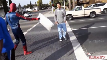 Spiderman Pillow Fight in the Hood Funny Prank