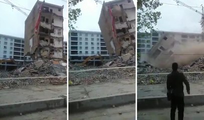 Fail Backhoe Operator Causes Building To Collapse On Him