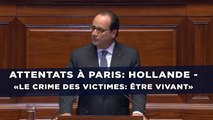 Attentats à Paris: Hollande - «Le crime des victimes: être vivant»