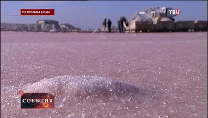 В Крыму возобновили добычу розовой соли.