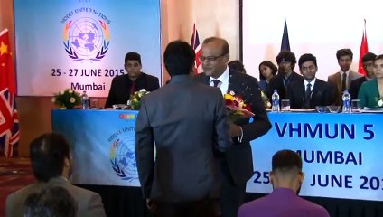 Mr. Rustom Kerawala, addresses the delegates at the VIBGYOR High Model United Nations 2015