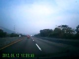 Car goes on fire on Highway looking like Back to the Future!