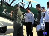 British woman pilot lands in Pakistan as part of solo-world-travel for peace.