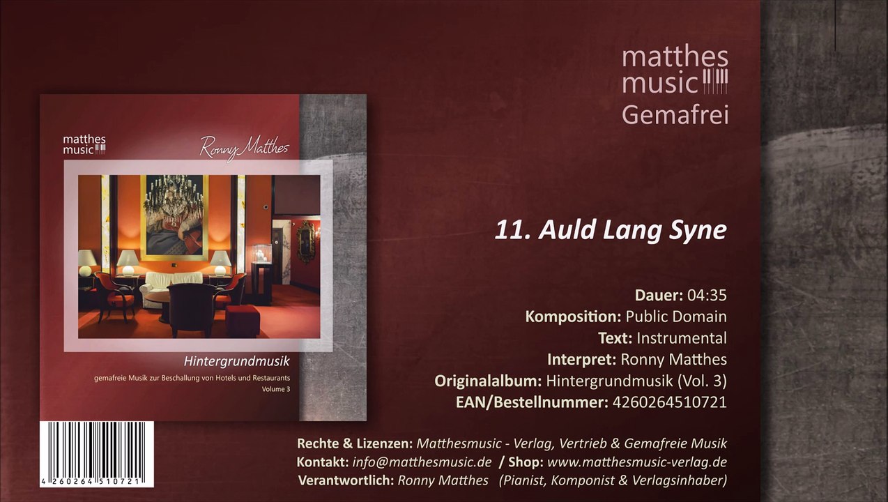 Auld Lang Syne - Public Domain Song (11/12) - CD: Hintergrundmusik (Vol. 3)