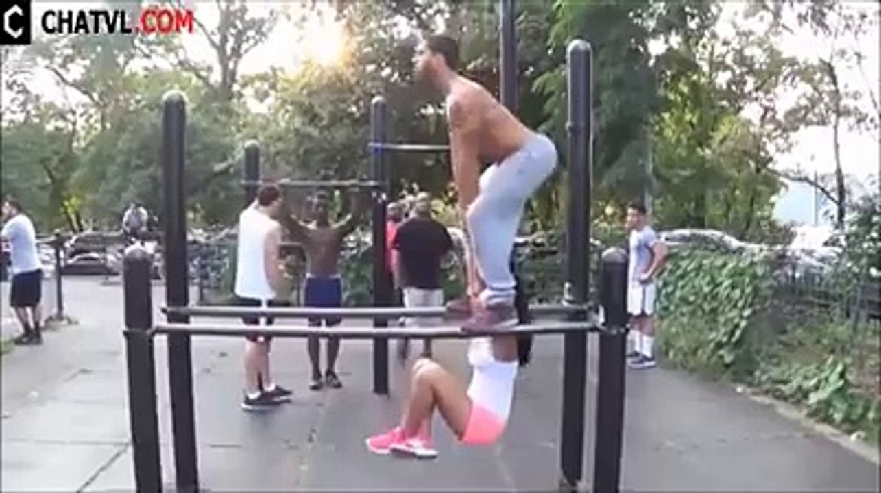 Couple training in park