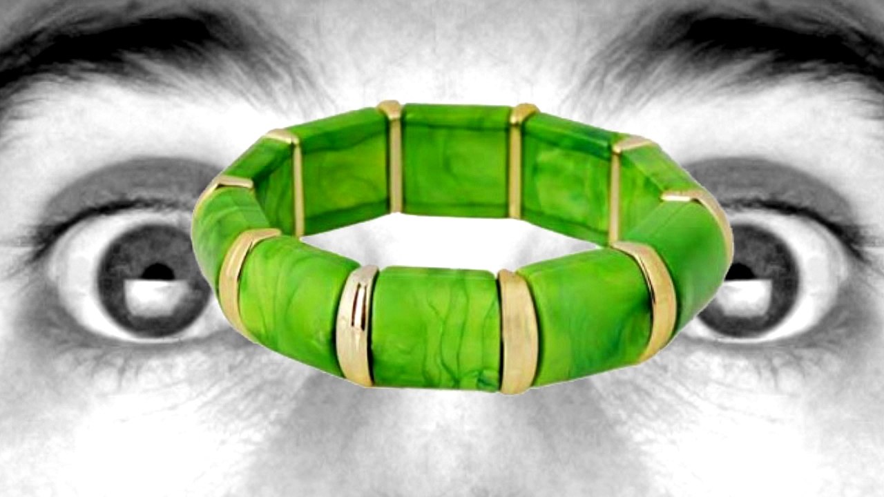 กำไลข้อมือ แฟชั่นเกาหลีทรงกลมยืดหยุ่นสลับสีทองใส่สวยมาก นำเข้า สีเขียว - พร้อมส่งW589 ราคา350บาท