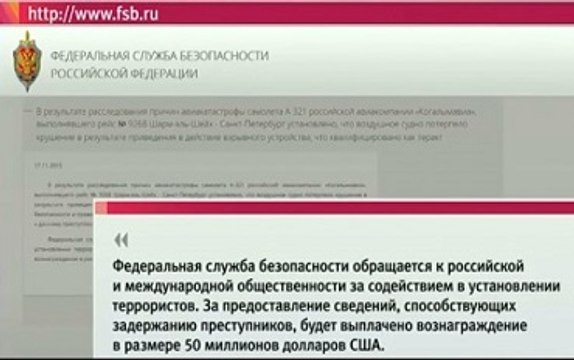 Объявлена награда в 50 млн долларов за информацию о причастных к теракту лайнера А-321