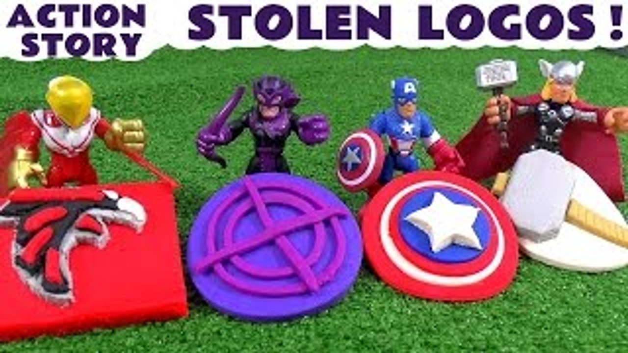 Avengers Stolen Logo Play Doh Thomas and Friends Story | Star Wars Falcon Thor & Hawkeye