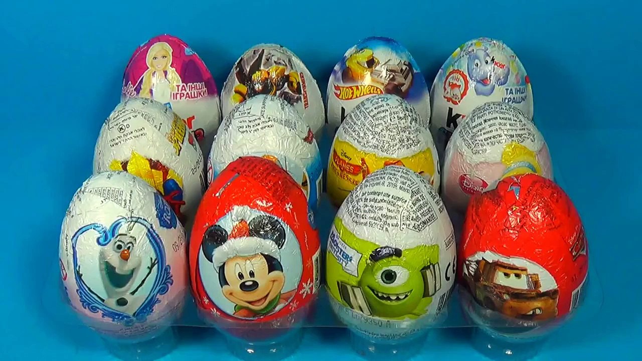 12 Surprise Eggs Disney Cars Disney FROZEN Monsters University SPIDER-MAN Disney PRINCESS