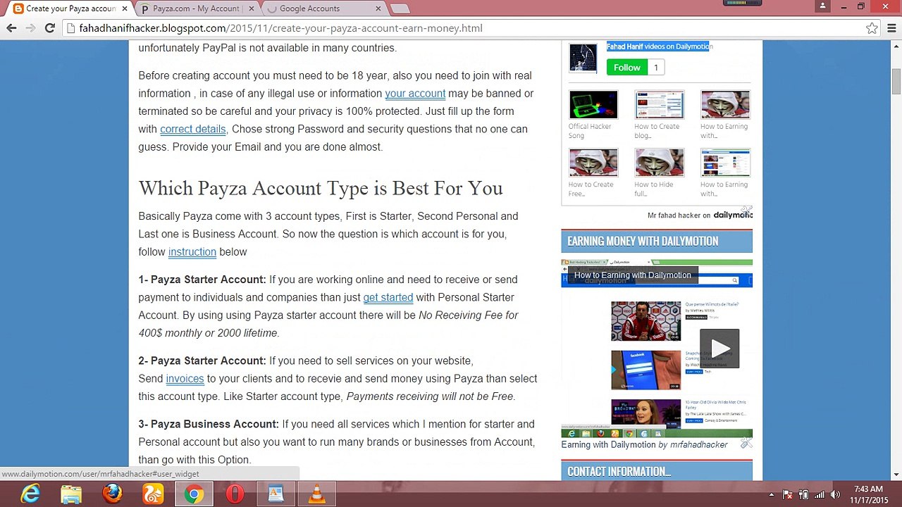 How to create payza account & verify& earn it.