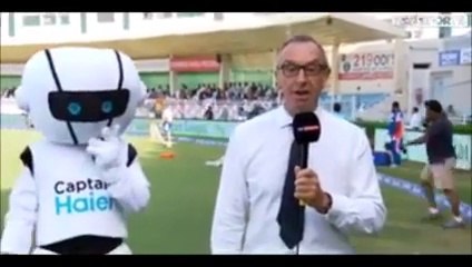 David Lloyd had his link ruined by a cheeky mascot, 'Captain Haier'.