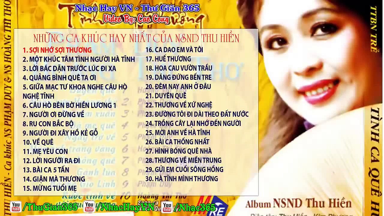 Những Ca Khúc Bất Hủ Của NSND Thu Hiền (Phần 1)