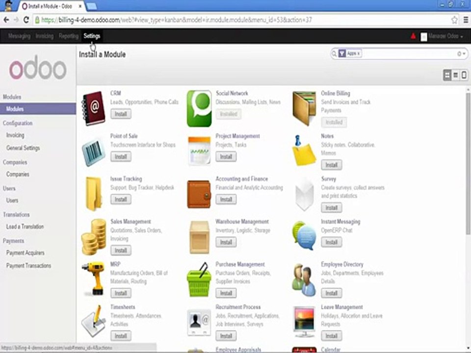 Start with Odoo Online Billing