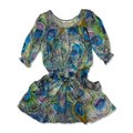 2011 newest fashion 70%co & 30%silk printed crushed short dress Best Seller