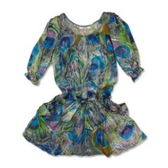 2011 newest fashion 70%co & 30%silk printed crushed short dress Best Seller
