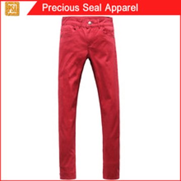 ladies cotton spandex stretch skinny solid color red pants jeans (PSA1503-6) Best Seller