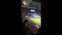 Tribute to France during national anthems at England v France football match
