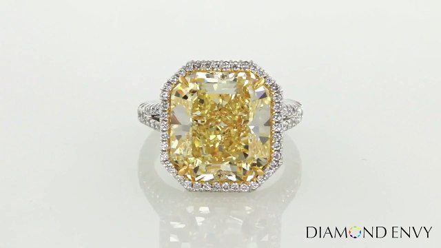 Yellow Diamond Engagement Ring -12.01 Carat Pretty Severe Yellow-colored