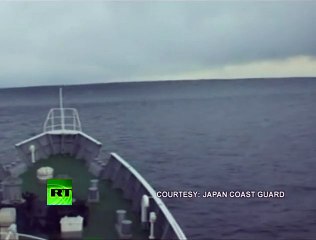 Tsunami Climbing_ Incredible video of ship heading into wave in Japan