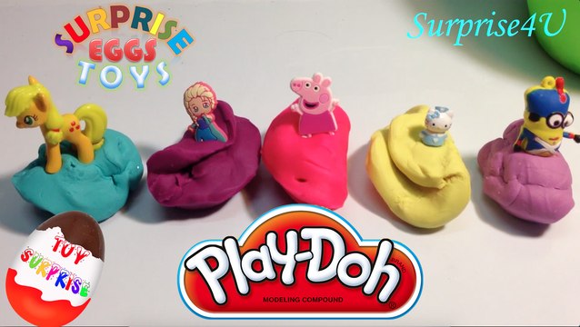 Play doh eggs Peppa pig Surprise eggs Hello Kitty Minions Frozen Elsa