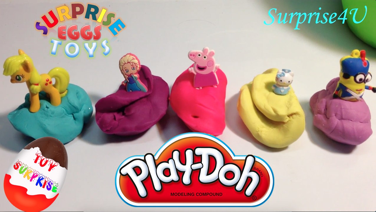 Play doh eggs Peppa pig Surprise eggs Hello Kitty Minions Frozen Elsa