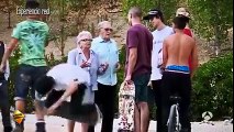 Old man surprised young skaters!