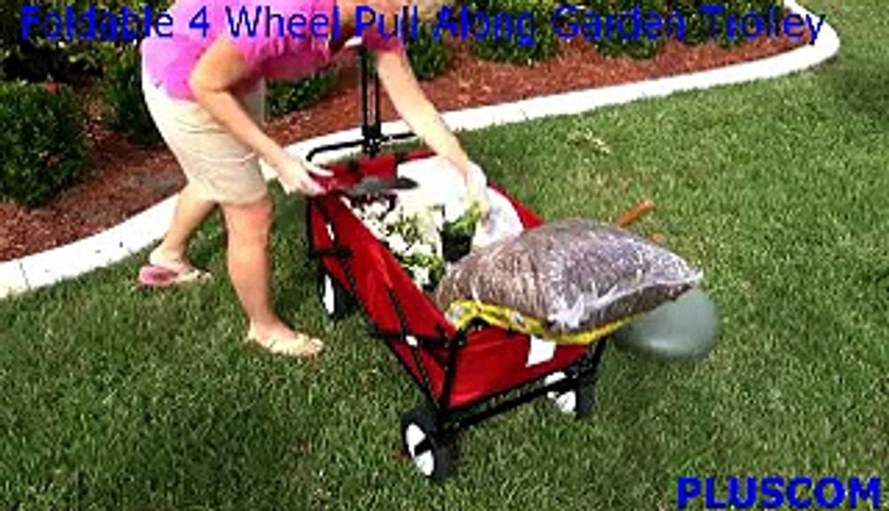 Foldable 4 Wheel Pull Along Garden Trolley