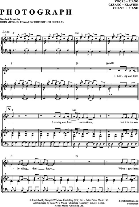 Noten bei notendownload - Photograph (Ed Sheeran)