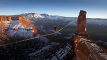 Record du monde de la plus haute slackline - Théo Sanson