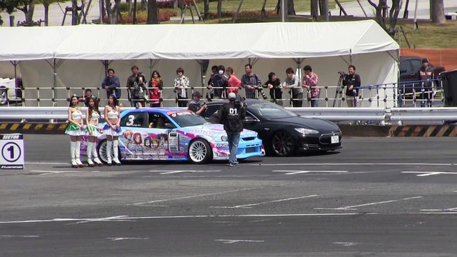 Japan Driver makes Drifts with Tesla Electric Car!