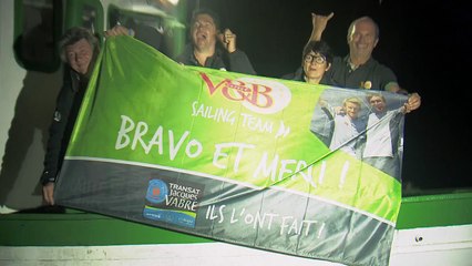 Arrivée de V and B ( Maxime Sorel - Sam Manuard ) - Transat Jacques Vabre 2015 - BR -