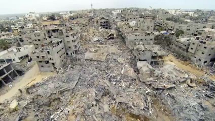 Drone-Footage shows how the whole neighbourhoods in Gaza has been razed after israel's bombing in summer.