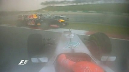 Grosjean and Schumacher Collided in Malaysia 2012
