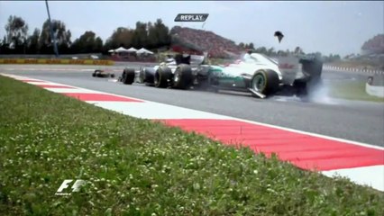 Schumacher and Senna Crash in Spain 2012