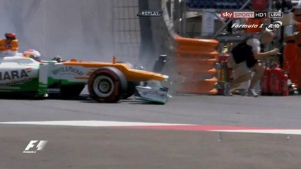 di Resta Crash in Monaco Practice 2012