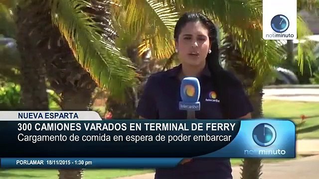 Camiones cargados de alimentos varados en el terminal de ferry de Anzoátegui