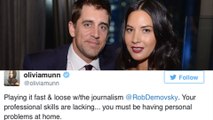 Olivia Munn Blasts Reporter For Blaming Aaron Rodgers Play on Her