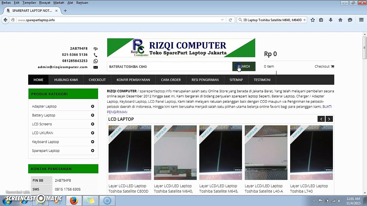 Jual Baterai Laptop Original Toshiba Satellite C640, C640D, C645D