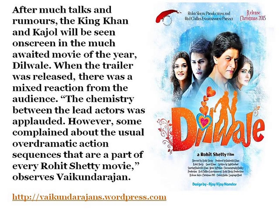 Vaikundarajan Reviews The New Song From Dilwale – Gerua