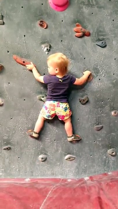 Un bébé fait de l'escalade comme un pro