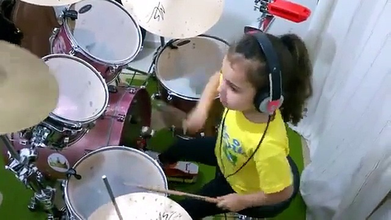 Little girl playing drums on System Of A Down song Toxicity