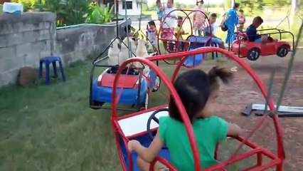 Une Famille de Carlins adorable fait un tour Manège