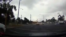 A lightning strikes a car.